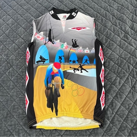 Aussie Cycling Biker jersey Men Small shirt Sleeveless Dow Olympic Global Flag V - Picture 1 of 9